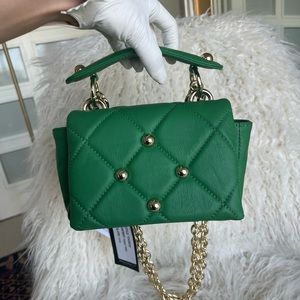 Brand New A. Bellucci made in Italy natural leather handbag in green and gold